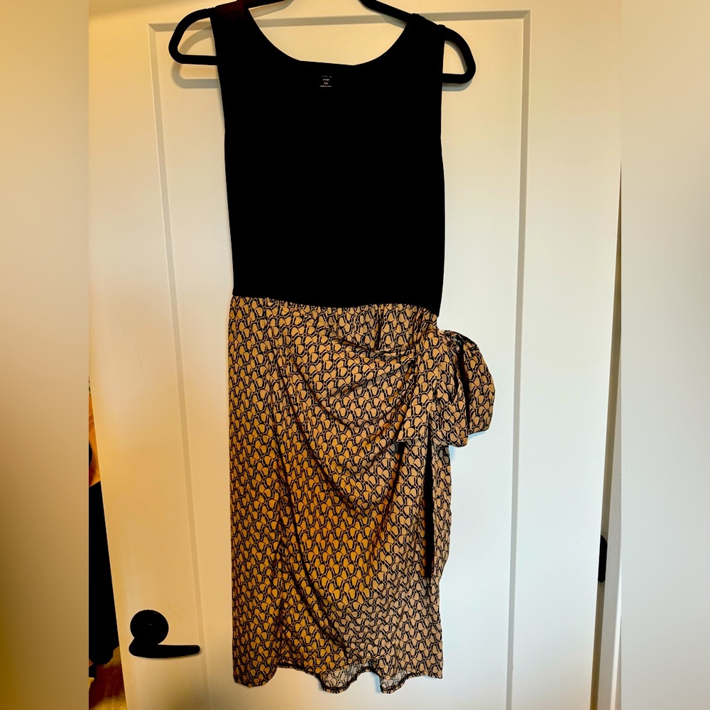 Black and Tan Wrap Dress